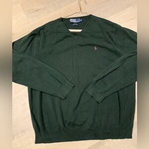 Ralph Lauren Men's Dark Green V-Neck knit Sweater